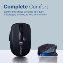 Promate Silent Wireless Mouse, Ergonomic Silent Click Optical 2.4Ghz Cordless Mice With Adjustable 1600Dpi, Usb Nano Receiver, Breeze (Black)
