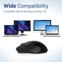 Promate Silent Wireless Mouse, Ergonomic Silent Click Optical 2.4Ghz Cordless Mice With Adjustable 1600Dpi, Usb Nano Receiver, Breeze (Black)
