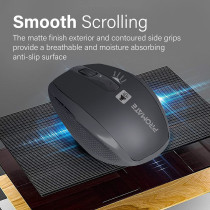 Promate Silent Wireless Mouse, Ergonomic Silent Click Optical 2.4Ghz Cordless Mice With Adjustable 1600Dpi, Usb Nano Receiver, Breeze (Black)