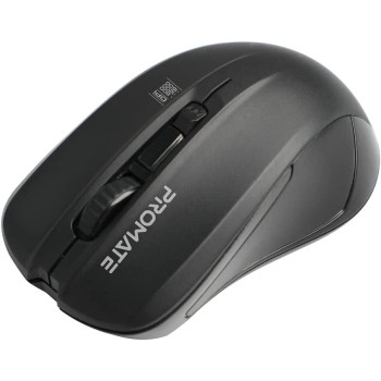 Promate Wireless Mouse, Comfortable Ambidextrous 2.4Ghz Cordless Ergonomic Mice With 4 Programmable Buttons,Nano Usb Receiver,Contour - Black
