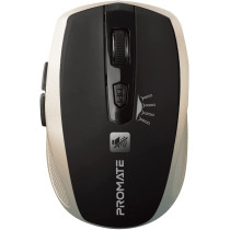 Promate Silent Wireless Mouse, Ergonomic Silent Click Optical 2.4Ghz Cordless Mice With Adjustable 1600Dpi, Usb Nano Receiver, Breeze (Gold)