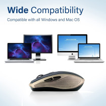 Promate Silent Wireless Mouse, Ergonomic Silent Click Optical 2.4Ghz Cordless Mice With Adjustable 1600Dpi, Usb Nano Receiver, Breeze (Gold)