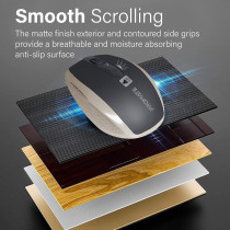Promate Silent Wireless Mouse, Ergonomic Silent Click Optical 2.4Ghz Cordless Mice With Adjustable 1600Dpi, Usb Nano Receiver, Breeze (Gold)