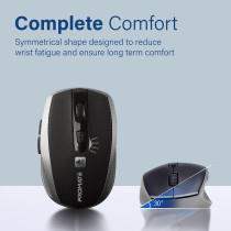 Promate Silent Wireless Mouse, Ergonomic Silent Click Optical 2.4Ghz Cordless Mice With Adjustable 1600Dpi, Usb Nano Receiver, Breeze (Silver)