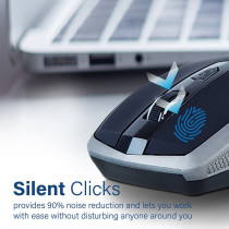 Promate Silent Wireless Mouse, Ergonomic Silent Click Optical 2.4Ghz Cordless Mice With Adjustable 1600Dpi, Usb Nano Receiver, Breeze (Silver)