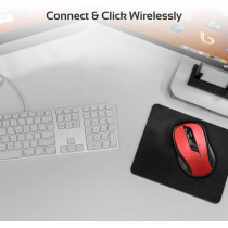 Promate Wireless Mouse, 2.4Ghz Portable Optical Wireless Mouse With Usb Nano Receiver, 3 Adjustable Dpi, Clix-7 Red