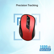 Promate Wireless Mouse, 2.4Ghz Portable Optical Wireless Mouse With Usb Nano Receiver, 3 Adjustable Dpi, Clix-7 Red