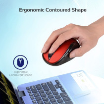 Promate Wireless Mouse, 2.4Ghz Portable Optical Wireless Mouse With Usb Nano Receiver, 3 Adjustable Dpi, Clix-7 Red