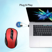 Promate Wireless Mouse, 2.4Ghz Portable Optical Wireless Mouse With Usb Nano Receiver, 3 Adjustable Dpi, Clix-7 Red