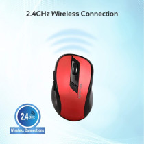 Promate Wireless Mouse, 2.4Ghz Portable Optical Wireless Mouse With Usb Nano Receiver, 3 Adjustable Dpi, Clix-7 Red