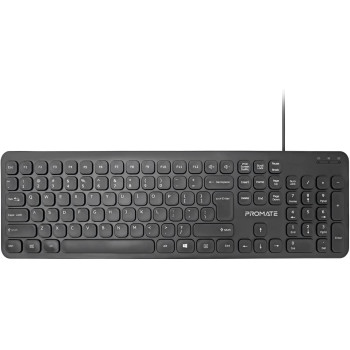 Promate Wired Keyboard, Ultra-Slim Full-Size 106-Keys Quiet Keyboard With 1.6M Usb Cord Length, Easykey-4 English