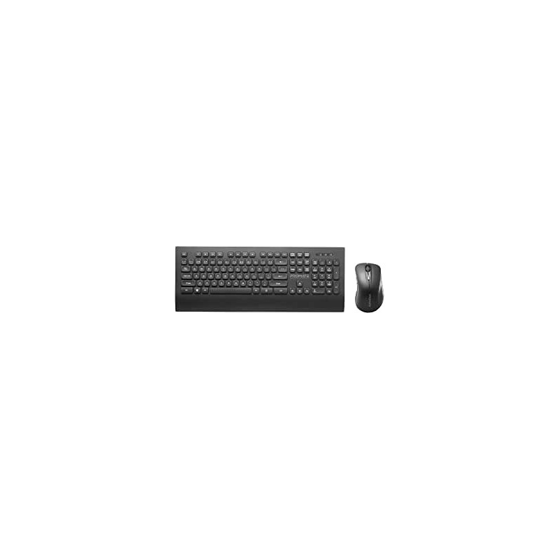 Promate Wireless Keyboard And Mouse, 2.4Ghhz Wireless Full-Sized Keyboard With Numeric Keypad, Wireless Mouse, Procombo-7 English