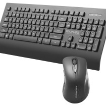 Promate Wireless Keyboard And Mouse, 2.4Ghhz Wireless Full-Sized Keyboard With Numeric Keypad, Wireless Mouse, Procombo-7 English