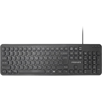 Promate Wired Keyboard, Ultra-Slim Full-Size 106-Keys Quiet Keyboard With 1.6M Usb Cord Length, Easykey-4 English Arabic