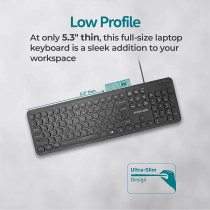 Promate Wired Keyboard, Ultra-Slim Full-Size 106-Keys Quiet Keyboard With 1.6M Usb Cord Length, Easykey-4 English Arabic