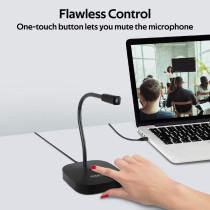 Promate Usb Desktop Microphone, High Definition Omni-Directional Usb Microphone With Flexible Gooseneck,Promic-1 Black
