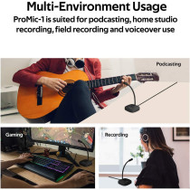 Promate Usb Desktop Microphone, High Definition Omni-Directional Usb Microphone With Flexible Gooseneck,Promic-1 Black
