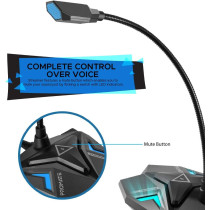 Promate Usb Gaming Microphone, High Definition Omnidirectional Gooseneck Condenser Mic With Audio Jack Out (Blue)