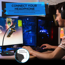 Promate Usb Gaming Microphone, High Definition Omnidirectional Gooseneck Condenser Mic With Audio Jack Out (Blue)