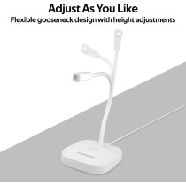 Promate Usb Desktop Microphone, High Definition Omni-Directional Usb Microphone With Flexible Gooseneck,Promic-1 White