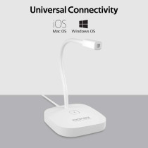 Promate Usb Desktop Microphone, High Definition Omni-Directional Usb Microphone With Flexible Gooseneck,Promic-1 White