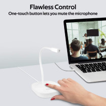 Promate Usb Desktop Microphone, High Definition Omni-Directional Usb Microphone With Flexible Gooseneck,Promic-1 White