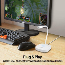 Promate Usb Desktop Microphone, High Definition Omni-Directional Usb Microphone With Flexible Gooseneck,Promic-1 White