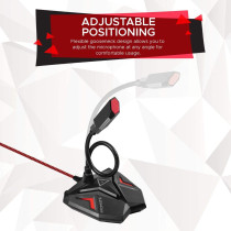Promate Usb Gaming Microphone, High Definition Omnidirectional Gooseneck Condenser Mic With Audio Jack Out (Maroon)