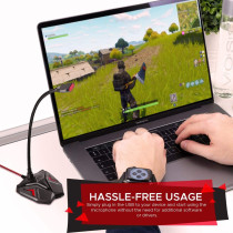 Promate Usb Gaming Microphone, High Definition Omnidirectional Gooseneck Condenser Mic With Audio Jack Out (Maroon)