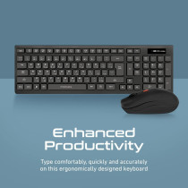 Promate Wireless Keyboard And Mouse Combo,Sleek Full-Size 2.4Ghz Wireless Keyboard With 1600 Dpi Ambidextrous Mouse,Procombo-12 Eng