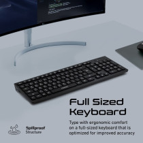 Promate Wireless Keyboard And Mouse Combo,Sleek Full-Size 2.4Ghz Wireless Keyboard With 1600 Dpi Ambidextrous Mouse,Procombo-12 Eng