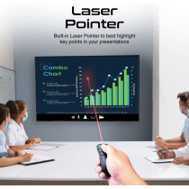 Promate Wireless Presenter, Compact 2-In-1 Type-C And Usb Ppt Presenter Laptop Clicker With 50M Range Laser Pointer, 2.4Ghz Rf Transmission
