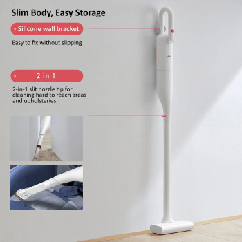 Deerma Vc01 Handheld Vacuum Lightweight Cordless Cleaner 8500Pa Strong Suction 30 Minutes Long Battery Life Type-C Charging 2200Mah 100Watts - White
