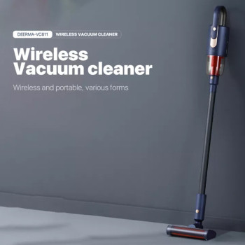 Deerma VC811 Wireless Handheld Vacuum Cleaner, 0.6L Light Weight Auto-Rotating Roller Brush 9000PA For Home And Car- Blue