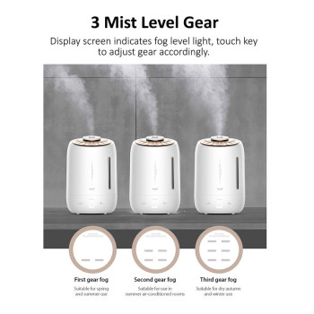 Deerma F600 Ultrasonic Humidifier Aromatherapy Oil Diffuser Three Gear Touch Temperature Intelligent Mist Maker Timing Function Constant Humidity 5L Capacity - White