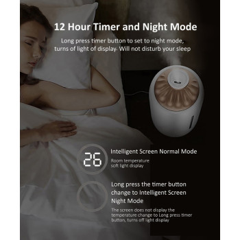 Deerma F600 Ultrasonic Humidifier Aromatherapy Oil Diffuser Three Gear Touch Temperature Intelligent Mist Maker Timing Function Constant Humidity 5L Capacity - White