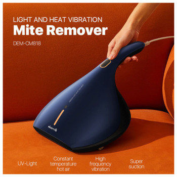 Deerma Cm818 Handheld Dust Mite Vacuum Cleaner Dust Mites Remover With Uv Sterilization 13000Pa Vacuum For Bed And Sofa Hepa Filtration 450W - Blue