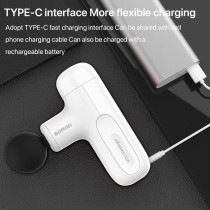 Bomidi M1 Portable Mini Massage Gun With High Torque Motor & 4 Unique Attachments 2500Mah Long Battery Life Type-C Charger - White