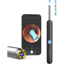 Bebird R1 Wireless Smart Visual Ear Stick With 1080P Otoscope Hd Camera & 6 Led Lights For Ear Cleaning 2 Sprial Silicone Ear Scoops 300W - Black