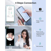Bebird R1 Wireless Smart Visual Ear Stick With 1080P Otoscope Hd Camera & 6 Led Lights For Ear Cleaning 2 Sprial Silicone Ear Scoops 300W - Black