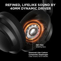 1More HC905 SonoFlow Wireless Active Noise Cancelling Headphones With 5 ENC Mics For Clear Calls Deep Bass - Black