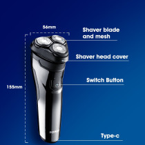 Bomidi M3 Electric Shaver 3D Rotating Razors Beard Trimmer 600Mah Long Battery Usb Type-C Rechargeable Hair Shaver - Black