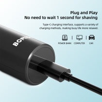 Bomidi M7 Electric Shaver Triple Floating Blades Wet & Dry Low Noise Shaver Ipx7 Waterproof Facial Beard Trimmer - Black