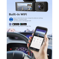 JIEKEMI KM800 Smart Dash Cam 4K HD With Built-in WiFi & GPS WDR Function Super Night Vision Camera - Black