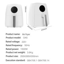 Onemoon OA5 Electric Air Fryer 3.5L Large, Non-Stick, Digital Electric Cooker 1500W - White