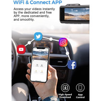JIEKEMI KM500 Smart Dash Cam 4K HD With Built-in WiFi & GPS Gravity Sensor Super Night Vision Camera - Grey