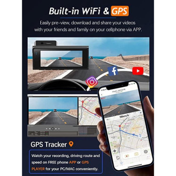 JIEKEMI KM500 Smart Dash Cam 4K HD With Built-in WiFi & GPS Gravity Sensor Super Night Vision Camera - Grey