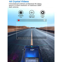 JIEKEMI KM500 Smart Dash Cam 4K HD With Built-in WiFi & GPS Gravity Sensor Super Night Vision Camera - Grey
