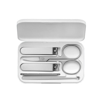 Xiaomi Mijia 5 Set Nail Clippers Stainless Steel Nail Cutter Tool Kit /Flat Nail Clipper/Oblique Nail Clipper/Nail File/Beauty Scissor/Earpick - White