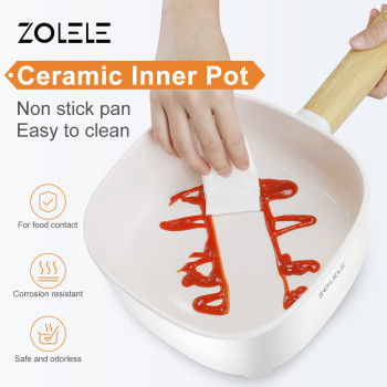 Zolele Zc306 Electric Cooking Pot Multifunctional Hot Pot 3L Large Capacity Non Stick Coating Frying Pan 1000W - White